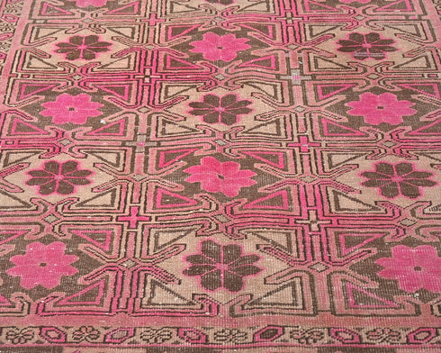 11 Ft Vintage Brown Persian Style Hand Knotted Low Pile Wool Runner Rug